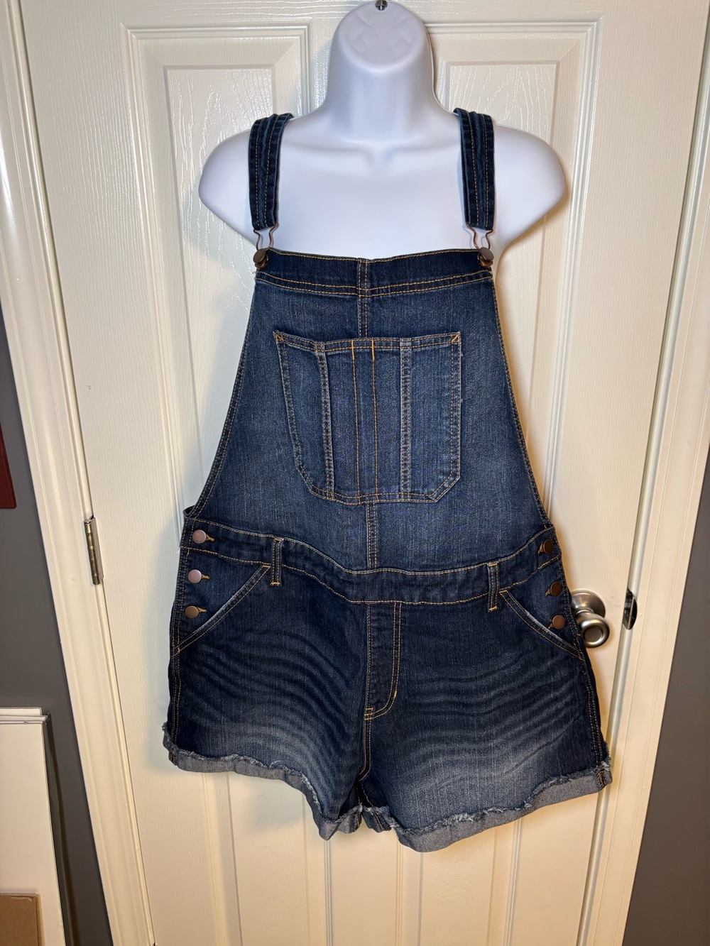 Dark wash denim short overalls  by No Boundaries size XXXL